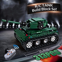 Cool 313PCS RC Tank building block set with 2pcs Motors Remote Controler Receiver Blocks Technical Series Birthday Gift for Boys 2024 - buy cheap
