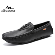 ALCUBIEREE Brand Fashion Mens Driving Shoes Casual Slip-on Flats Boat Shoes Handmade Genuine Leather Moccasins for Male Loafers 2024 - buy cheap