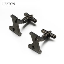 Lepton Stainless steel Letters X Cufflinks for Mens Black & Silver Color Letters X of alphabet Cuff links Men Shirt Cuffs Button 2024 - buy cheap