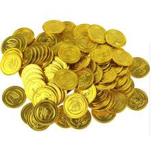 100 Pcs Piratas Do Caribe Ouro Tesouro Party Dress Up Jogo Recompensa Presente Simulação de Brinquedos Para Crianças de Metal Ouro moeda 2024 - compre barato