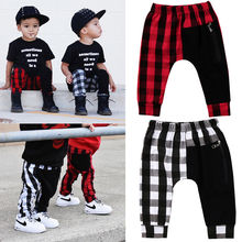 Pudcoco 2018 Casual Toddler Kids Boys Full Length Cotton Harem Plaid Zipper Bottom Pants Panty Harem Pants Trousers 1-6Y 2024 - buy cheap