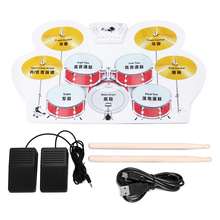 Portable Electronic Drum Digital USB 9 Pads Roll Up Drum Set Plastic Electric Drum Pad Kit With DrumSticks Foot Pedal For Kids 2024 - buy cheap