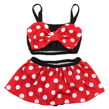 Baby Girl Bikini Set Swimwear Bownot Dot BIkini set Strappy Ruffled Swimming Swimsuit Costume Bathing 2024 - buy cheap