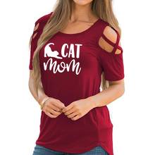 Женская Повседневная футболка с коротким рукавом, с принтом кошки, мамы, Харадзюку, большие размеры, лето 2019 2024 - купить недорого
