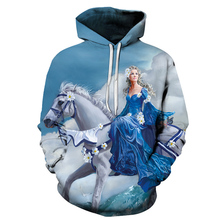 Cavalo & princesa impressão 3d moletom hoodies dos homens agasalho pulôver outono inverno com capuz casaco marca navio da gota zootop urso 2024 - compre barato