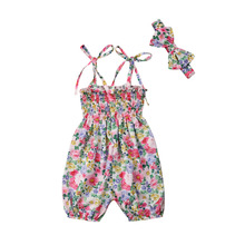 Комплект из 2 предметов; комбинезон принцессы с цветочным рисунком для новорожденных девочек; комбинезон; летний костюм; одежда для малышей 2024 - купить недорого