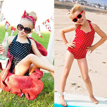 One-piece Girls Polka Dots Halter Swimsuit Bikini Infant Girl Swimwear 2-7Y Kids Swimming Bathing Costume Beachwear Swimmers 2024 - buy cheap