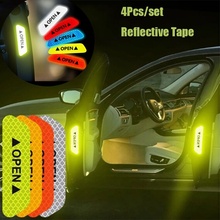 Cinta reflectante abierta para coche, marca de advertencia reflectante, accesorios para bicicleta, pegatinas para puerta Exterior, productos para coche, 4 unids/set por juego 2024 - compra barato