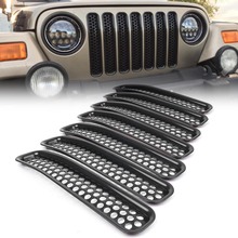 Grade dianteira de malha para jeep wrangler, 7 peças, modelos tj 1997, 1998, 1999, 2000, 2001, 2002, 2003, 2004, 2005 e 2006 2024 - compre barato