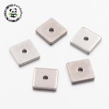 300pcs 304 Stainless Steel Bead Spacers, Square, Stainless Steel Color, 6mm long, 6mm wide, 1mm thick, Hole: 0.5mm, Sleek Corner 2024 - buy cheap