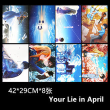 Pósteres en relieve de Anime Your Lie in April, póster de Arima Kousei, pegatina de Miyazono Kaori para regalos, tamaño 42x29cm, 8 unids/lote 2024 - compra barato