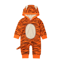 Tigers Print Pretty Winter Warm Romper Infant Kids Baby Boys Girls Jumpsuits 3D Ears Hooded Zipper Clothes 2024 - buy cheap