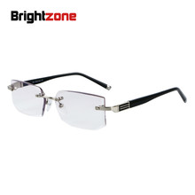 Brillante Zone-gafas de lectura sin montura para hombre, lentes de resina gris de diseñador de marca, ligeras y cómodas, antifatiga 2024 - compra barato