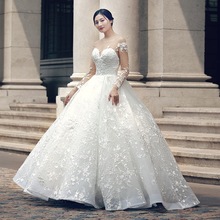 Mingli Tengda Long Sleeve Sexy Lace Wedding Dress See Through O Neck Wedding Dresses Ball Gowns Illusion Backless Robe De Mariee 2024 - buy cheap