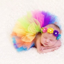 Newborn Photography Props Baby Rainbow Skirts Tutu Tulle Skirt+Baby Headband Set Baby Photo Prop Accessories Fotografia Clothing 2024 - buy cheap