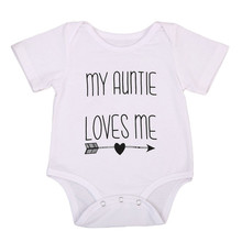 Pelele de algodón de manga corta para bebé de 0 a 18 meses, ropa mono con letras de My Aunt Love Me 2024 - compra barato