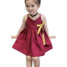 2021 New Toddler Fashion Kids Baby Girls Dress Sleeveless Dress Red Solid Children Girl Clothes Summer Dress 2024 - buy cheap