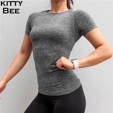 Sport Top Fitness Women Sport Yoga Shirt Short Sleeve Elastic Solid Training Workout Running T-shirt Jersey Women Sport Clothing 2024 - buy cheap