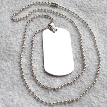Stainless Steel Army Dog Tags with 24" Bead Chains Blank Military Dog Tags with chains together 100sets/lot Wholesale 2024 - buy cheap