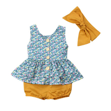 Пляжный костюм с цветочным принтом для новорожденных девочек, детский жилет для маленьких девочек, топ, платье + повязка на голову + штаны, комбинезон, комплект из 3 предметов, летняя одежда 2024 - купить недорого