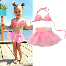 Citgeett-Conjunto de Bikini para niñas, Tankini de flores, traje de baño, ropa de playa rosa 2024 - compra barato