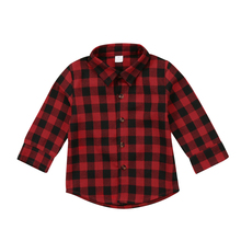Модные красные клетчатые рубашки для маленьких мальчиков и девочек, блузки, одежда, топы на весну-осень, Bebe, детские блузки с длинными рукавами и пуговицами 2024 - купить недорого