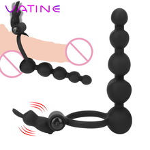 VATINE Strapon Dildo Anal Bead Butt Plug Double Penetration Penis Vibrating Ring G-spot Vibrator Sex Toys for Couple 2024 - buy cheap