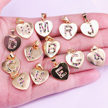 15Pcs Gold Color 26 Initial Letter Pendant, Micro Pave CZ Letter Heart Pendant, Women Jewelry 2024 - buy cheap
