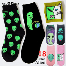 1 Pair Autumn Winter Women Cotton Socks Art Funny Alien Planet Creative Funny Cartoon Cat Breathable Socks 2024 - buy cheap