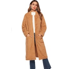 Women Brown Faux Fur Teddy Coat Winter Thick Warm Fluffy Long Fur Coats Fashion Lapel Shaggy Jackets Overcoat 2024 - buy cheap