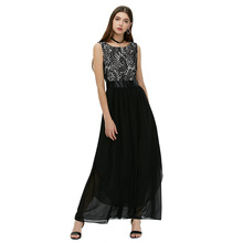 ZAFUL Vintage Female Vestido Longo Black Elegant Long Summer Dress Party Patchwork Sexy Open Back Lace Maxi Dress Women 2016 2024 - buy cheap