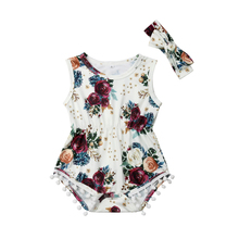 Citgeett Summer Newborn Baby Girls Floral Sleeveless Jumpsuit Bodysuit Outfits Headband Clothes Casual Clothing 2024 - buy cheap