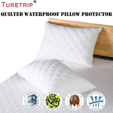 Turejourney-fundas de almohada acolchadas gruesas, Protector de almohada acolchado con cremallera, Juego de 2 fundas de almohada a prueba de insectos, mantiene tu almohada limpia 2024 - compra barato