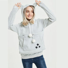 Женская толстовка с капюшоном и карманом для домашних животных с кошачьими ушками, пуловер 2024 - купить недорого