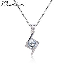 Classical 925 Sterling Silver Set CZ Pingente Pendant Necklace For Women Girls Wedding Jewelry Undertale Pendentif Pendulo 2024 - buy cheap