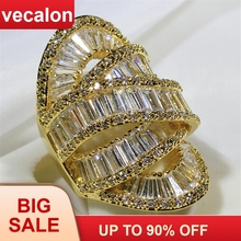 Vecalon Big across Party ring Gold Color 925 sterling silver AAAAA Cz Engagement wedding Band rings for women men Finger Jewelry 2024 - buy cheap