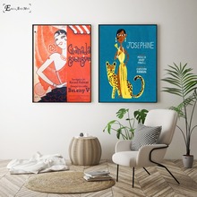 Картина на холсте с изображением мультяшной фигуры Джозефина Бейкера, настенные картины, домашний декор, плакаты и принты для гостиной 2024 - купить недорого