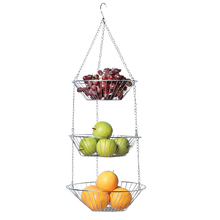 Hanging Fruit Basket Iron Art 3-Layer Baskets Fruit Tray Drain Basket Household Fruit Bowl Storage Basket 2024 - buy cheap