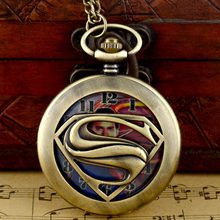 fashion Superman Hollow Quarts Vintage Retro Pocket Watch with Chain hot selling gift 2024 - buy cheap