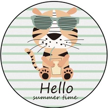 Crystal velvet round Carpet Cartoon striped glasses tiger printed carpets for living room Bedroom Area Rugs Child Play Tent Mats 2024 - buy cheap