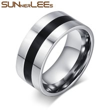 SUNNERLEES Fashion Jewelry Titanium Stainless Steel Rings Black Silver Color Simple Design Smooth Ring Women Men Gift R-007 2024 - buy cheap
