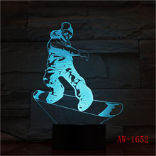 Lámpara LED de escritorio para niños, lámpara de mesa con gradiente colorido, con botón táctil, para patinaje sobre nieve, regalo de cumpleaños, AW-1652 2024 - compra barato
