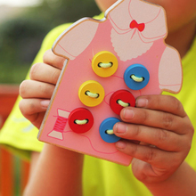 Juguetes Educativos Montessori para niños, tablero de cordones con cuentas de madera, para coser botones, rompecabezas de enseñanza para educación temprana 2024 - compra barato