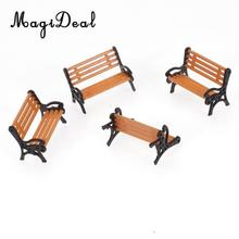 5 pçs/lote 1: 75 Banco De Plástico Modelo de Plataforma da Estação de Park Bench Modelo para Jardim Rua Cena Layout Paisagem w/Braço Preto 2024 - compre barato