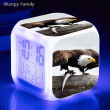 Светодиодные часы-будильник American Bald Eagle, 7 цветов, светящиеся цифровые часы, подарок для детей, многофункциональные электронные часы 2024 - купить недорого