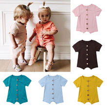 0-24M Casual Newborn Baby Boy Girl Short Sleeve Solid Color Cotton Romper Jumpsuit Outfits Baby Clothes 2024 - buy cheap