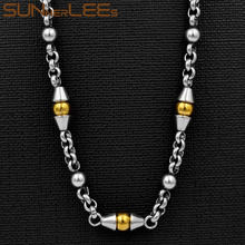 SUNNERLEES Jewelry Stainless Steel Necklace 6mm Geometric Beads Link Chain Silver Color Gold Plated Men Women Gift SC137 N 2024 - buy cheap