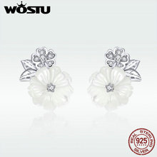 WOSTU Genuine 925 Sterling Silver Shell Daisy Flowers Stud Earrings For Women Party Authentic S925 Silver Fashion Jewelry DAE008 2024 - buy cheap