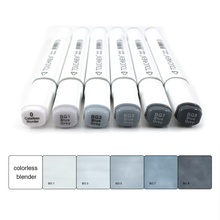 6Pcs Grey Colors Art Markers Double-Tip Sketch Markers Alcohol Based Ink Tones Art Supplies 2024 - buy cheap