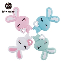 Let's Make 1pc Silicone Teether Rabbit Shape DIY Teething Necklace Charms Tiny Rod Baby Teeth Teethers Toys Bunny Patent Owner 2024 - buy cheap